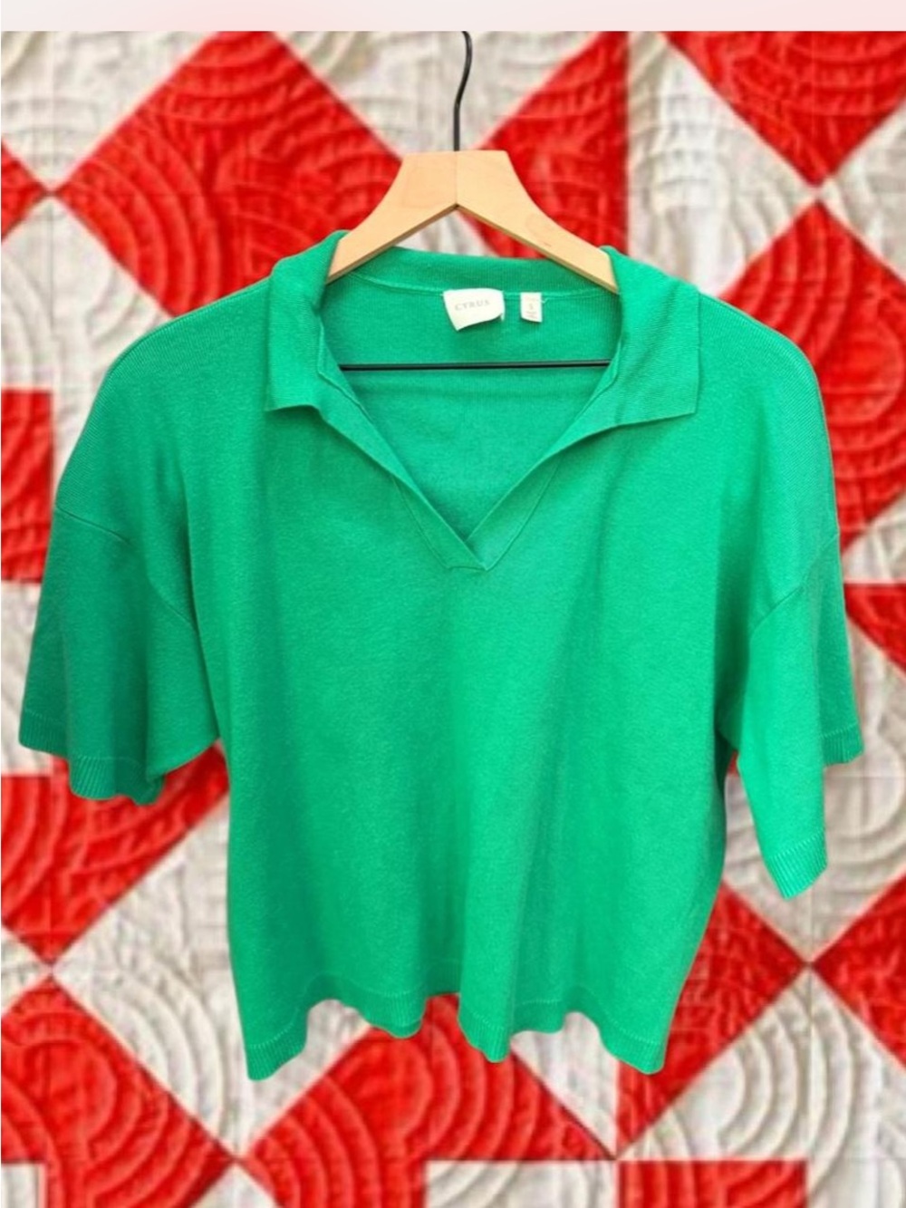 Cyrus Kelly Green Short-Sleeve Polo Top